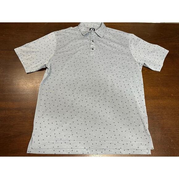 FootJoy Golf Polo Men XL Floral Pattern Gray Blue Luxury Glam Preppy Academia - Picture 2 of 11